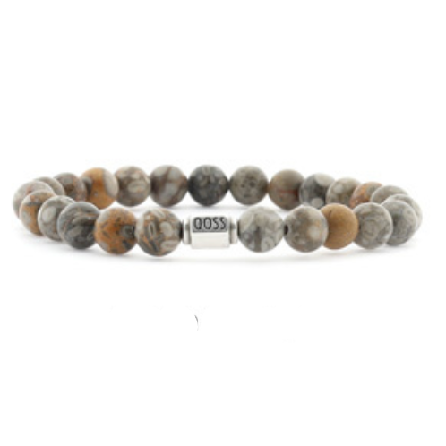Qoss heren armband Job marmer taupe