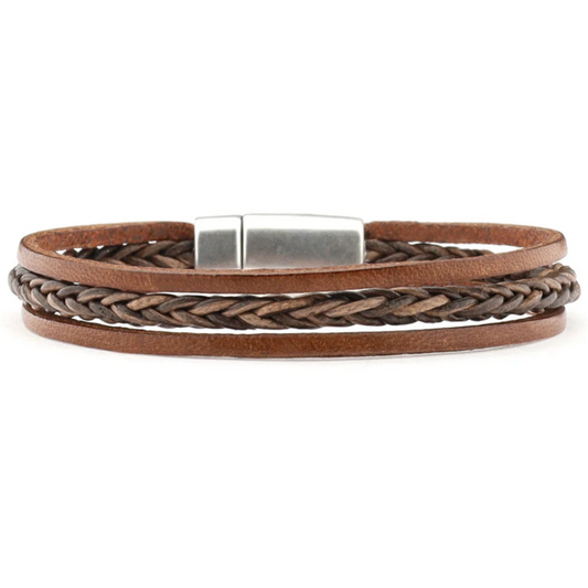 Qoss heren armband Patrick bruin leer