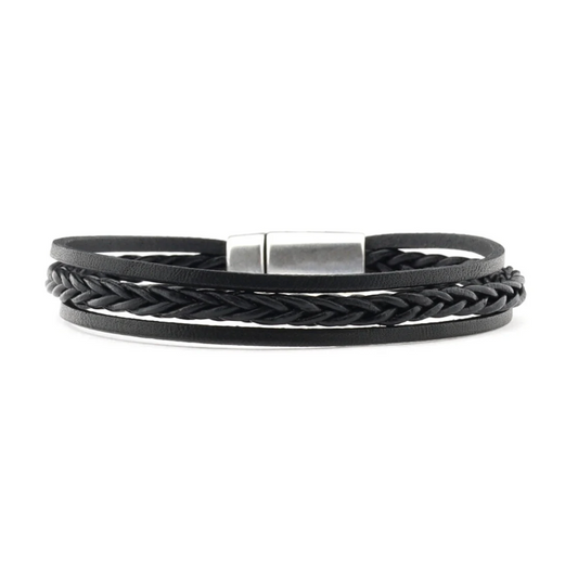 Qoss heren armband Patrick zwart leer