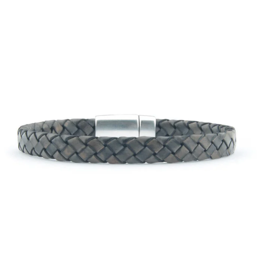 Qoss heren armband Rik grijs leer