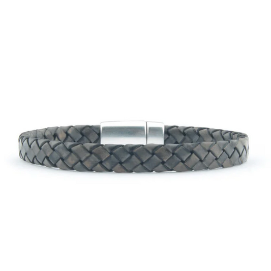 Qoss heren armband Rik grijs leer