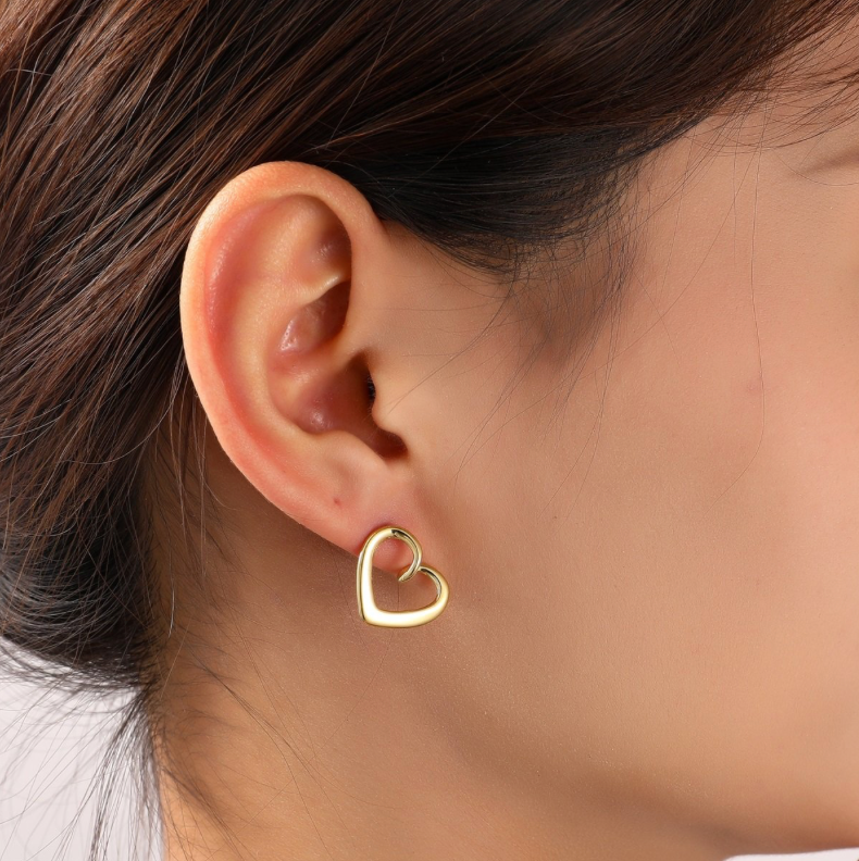 Open Heart Stud | 14K | E56180-2 | Day&Eve | Stainless steel