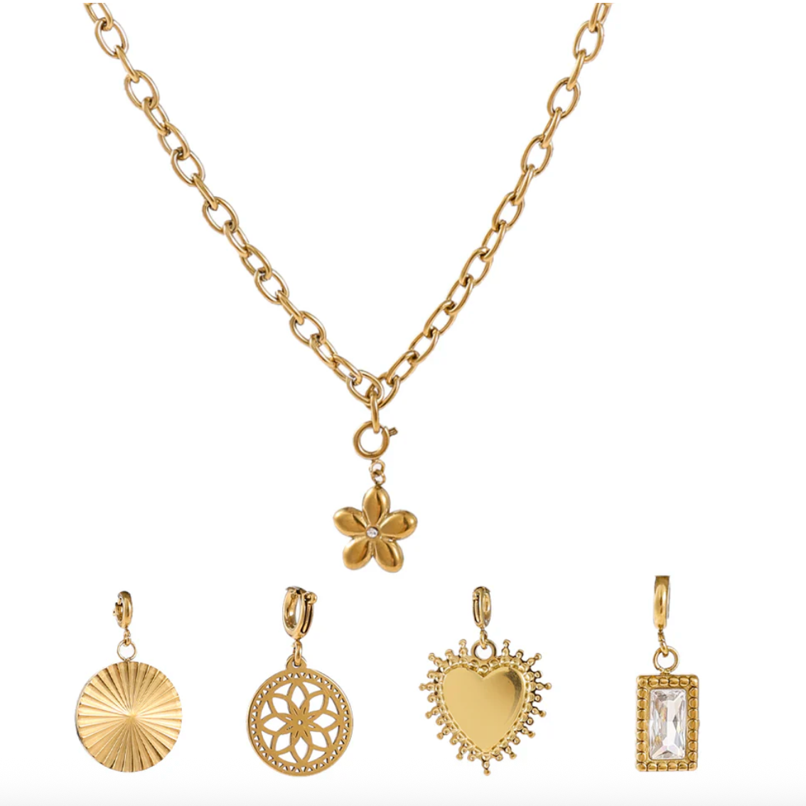 Necklace | 5 Pendants set | 14K | NSET554-2 | Day& Eve | Stainless steel