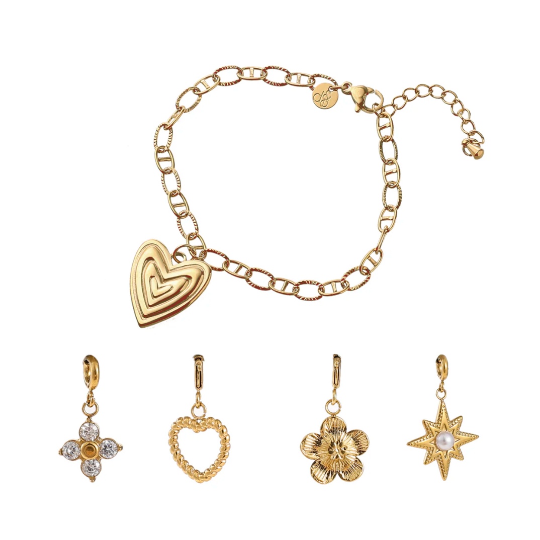 Bracelet | 5 Pendants set | 14K | NSET552-2 | Day&Eve | Stainless steel