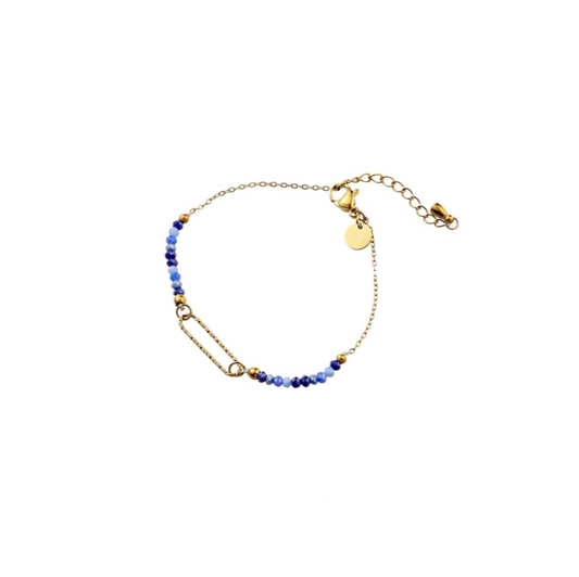 Bracelet | Long Oval | 14K | Dark blue | B56315-2 | Day&Eve | Stainless steel