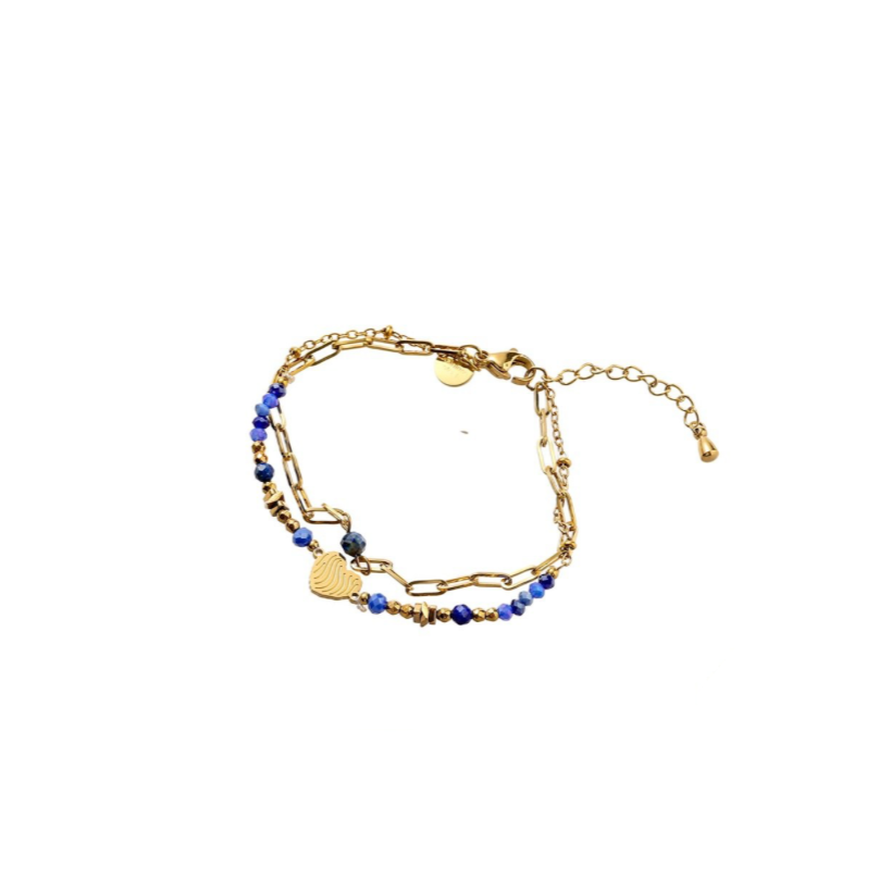 Bracelet | Double Heart | 14K | Dark blue | B56318-2 | Day&Eve | Stainless steel