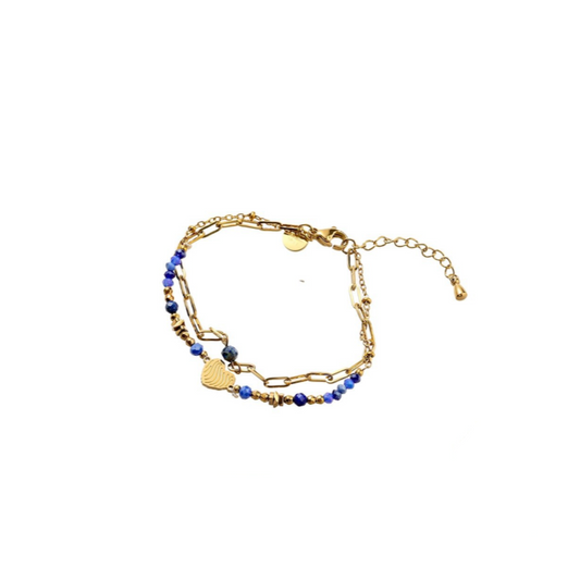 Bracelet | Double Heart | 14K | Dark blue | B56318-2 | Day&Eve | Stainless steel