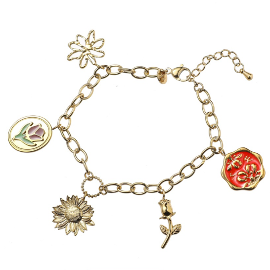 Bracelet | Flower Charms | 14K | B5354-2 | Day&Eve | Stainless steel