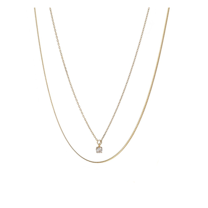 Necklace | Double | 14K | Crystal | N56082-1 | Day&Eve | Stainless steel