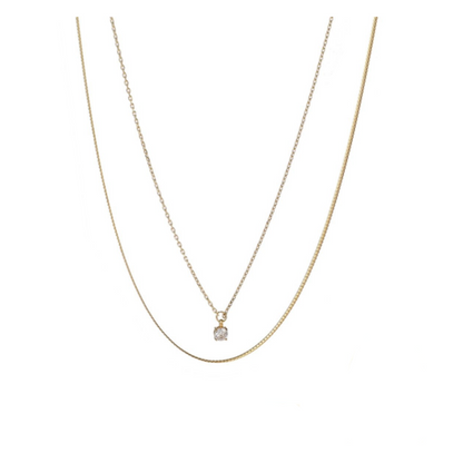 Necklace | Double | 14K | Crystal | N56082-1 | Day&Eve | Stainless steel
