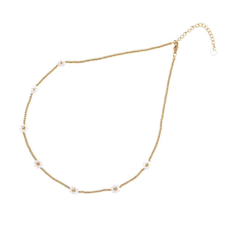 Necklace | 7 flowers | 14K | White | N2342-01 | Day&Eve | Stainless steel