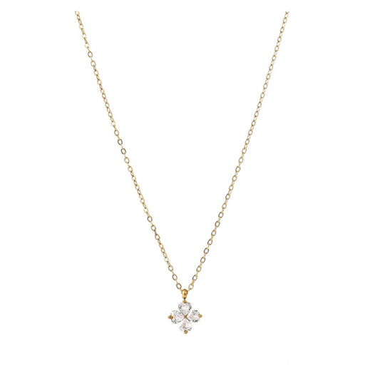 Necklace | Stone Clover | 14K | Crystal | N56029-1 | Day&Eve | Stainless steel