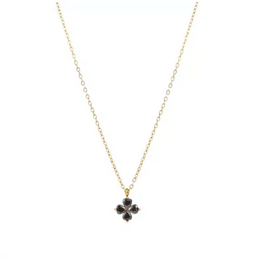 Necklace | Stone clover | 14K | Black | N56029-2 | Day&Eve | Stainless steel