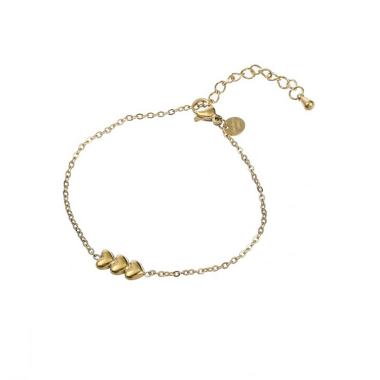 Kids Bracelet | Triple Hearts | 14K | Day&Eve | Stainless steel