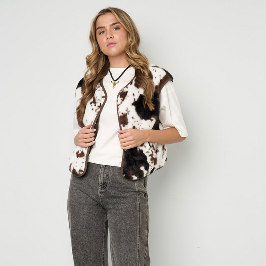 Fluffy Gilet | Koeienprint