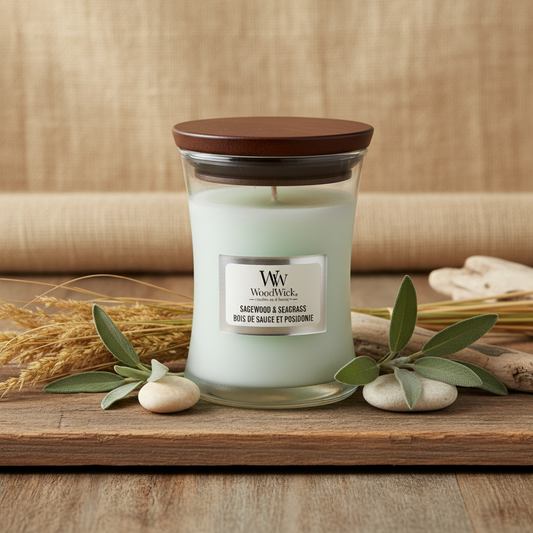 WoodWick | Mini Candle | Sagewood & Seagrass