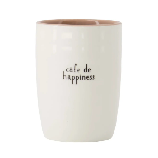 Zusss | Koffiemok Cafe De Happiness | Wit- Zwart - oudroze