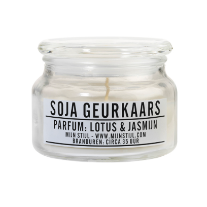 MIJN STIJL | Geurkaars soja-basis | Lotus Jasmijn | Glas