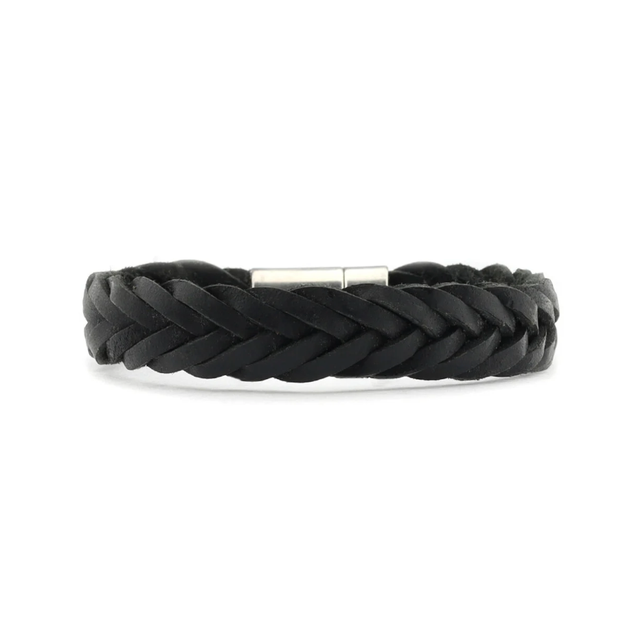 Qoss | Heren armband | Tom | Leer | Zwart