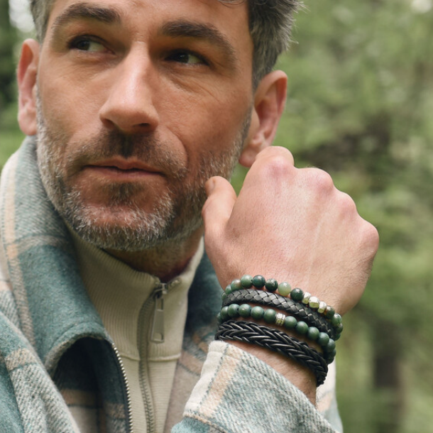 Qoss | Heren armband | Rik | Leer | Groen