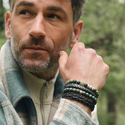 Qoss | Heren armband | Rik | Leer | Groen