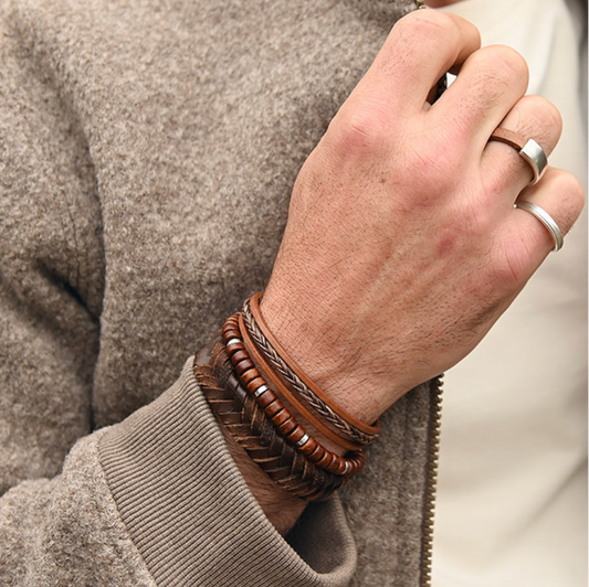 Qoss | Heren armband | Patrick | Leer | Bruin