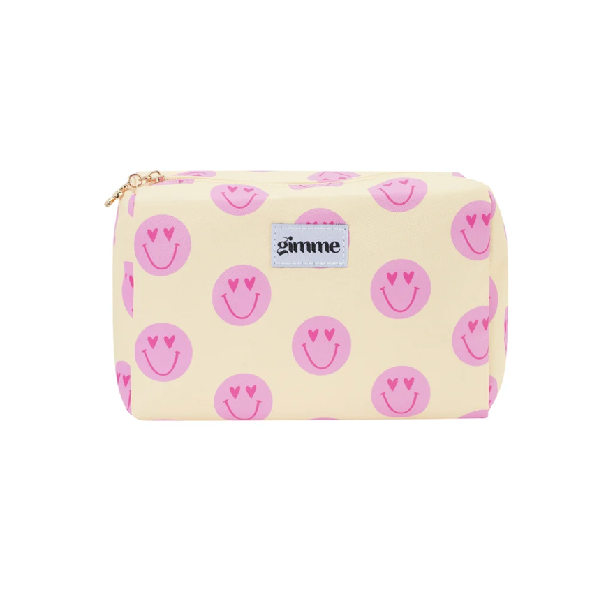 Make-up tas | Smiley | Geel - Roze