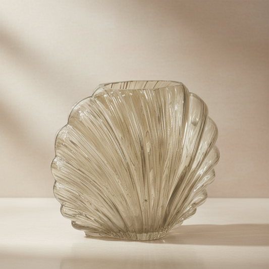 Glazen vaas | Schelp | Beige | 21cm