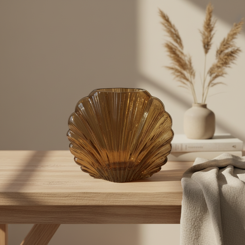 Glazen vaas | Schelp | Roest | 17cm