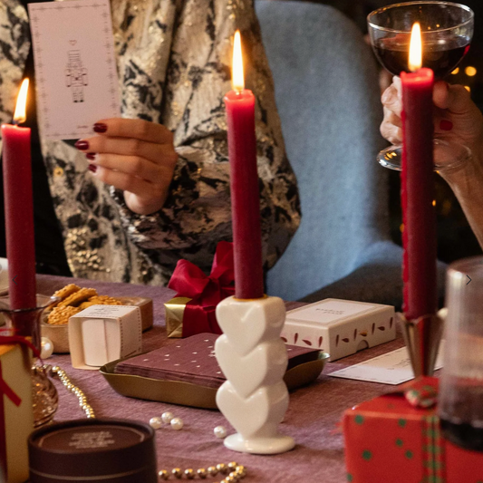 Kandelaar | Keramiek | Hartjes | Wit