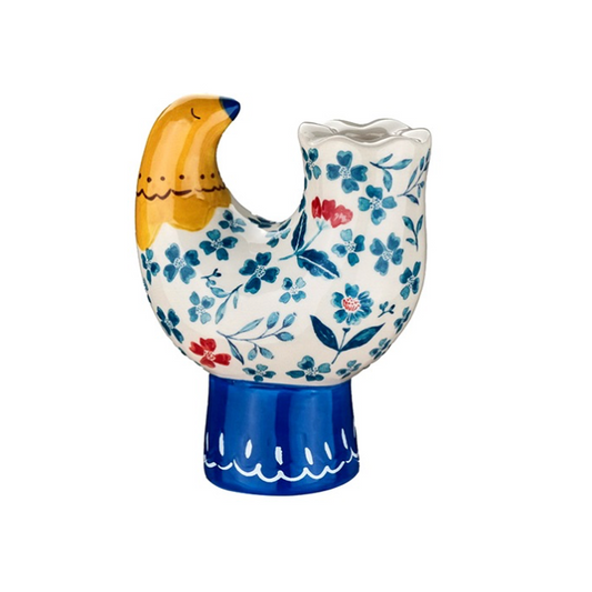 Aardewerk kandelaar | Floral bird | Keramiek | 12x7,2x15cm