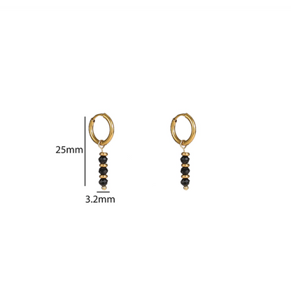 Triple Bead Hoop | 14K | Black | E56143-1 | Day&Eve | Stainless steel