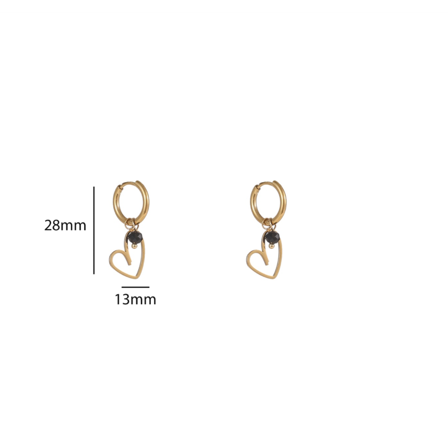 Open Heart Hoop | 14K | Black | E56148-1 | Day&Eve | Stainless steel