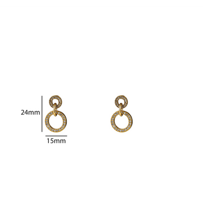 2 Sparkle Rounds Dangle | 14K | E56430-2 | Day&Eve | Stainless steel