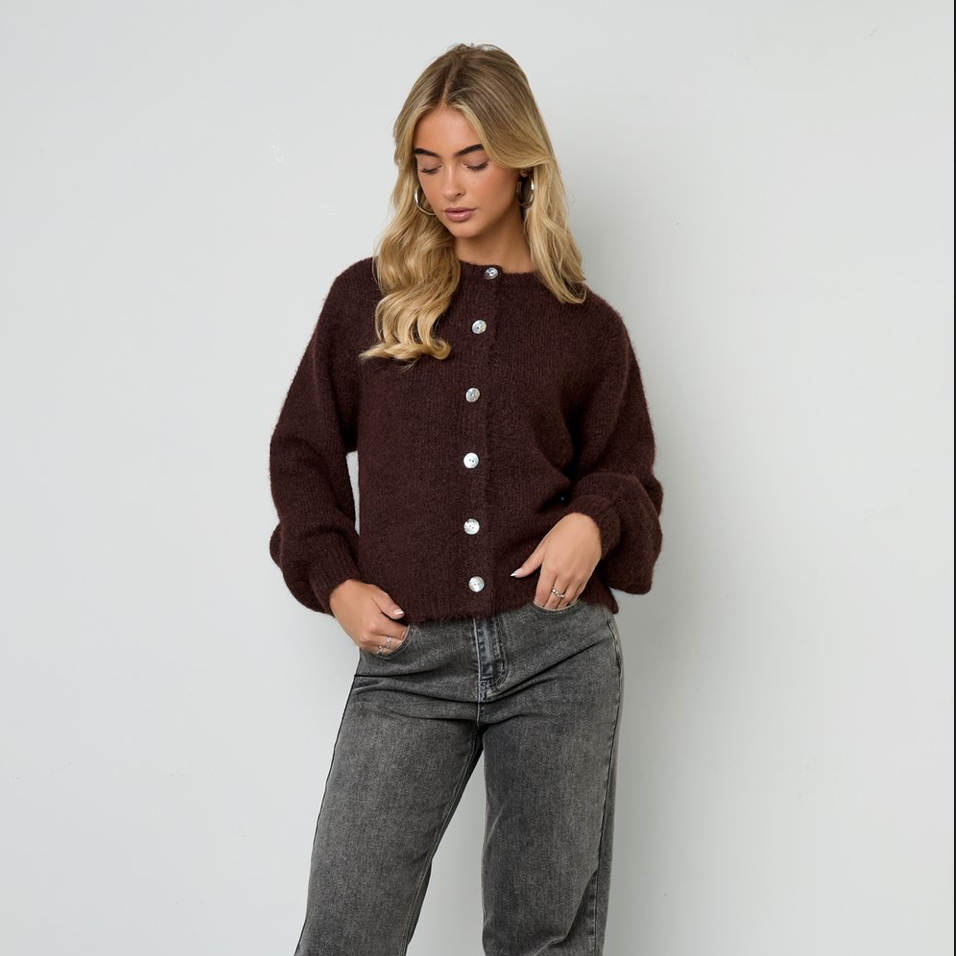 Gebreid vest | Bruin