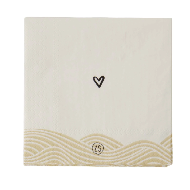 Zusss | Servetten Hoera Baby |12,5x12,5cm | Wit -Goud