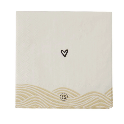 Zusss | Servetten Hoera Baby |12,5x12,5cm | Wit -Goud