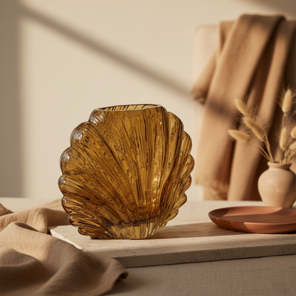 Glazen vaas | Schelp | Roest | 17cm