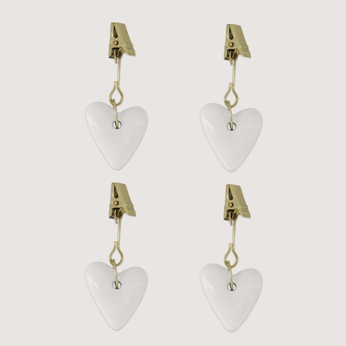 Set van 4 Tafelkleedhangers Hartje Wit Goud