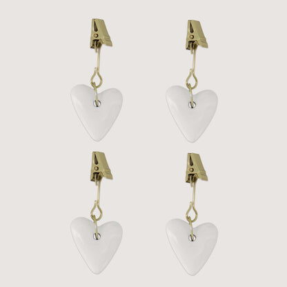 Set van 4 Tafelkleedhangers Hartje Wit Goud