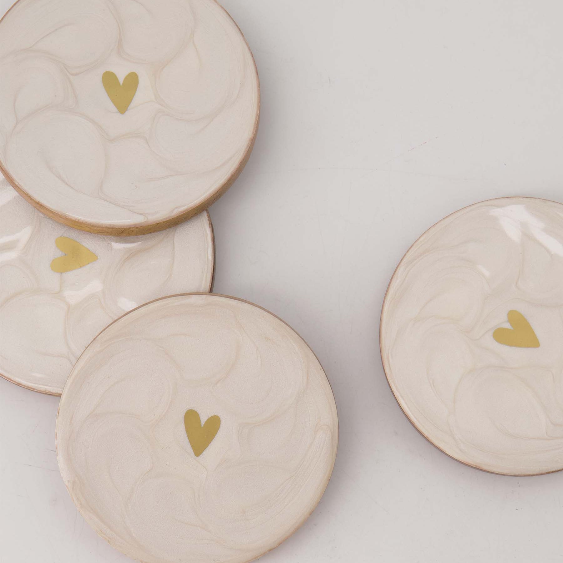Set van 4 onderzetters Parelmoer Hartje