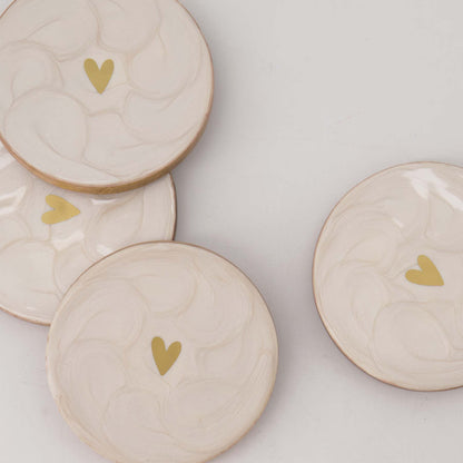 Set van 4 onderzetters Parelmoer Hartje
