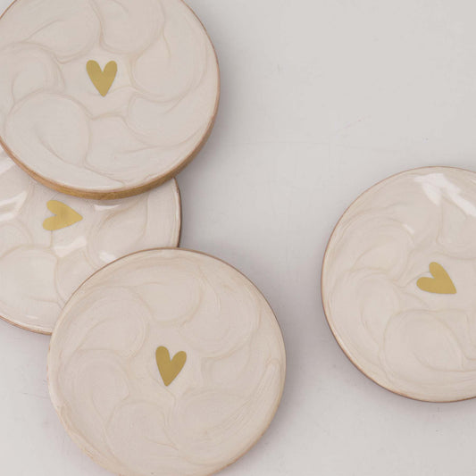 Set van 4 onderzetters Parelmoer Hartje