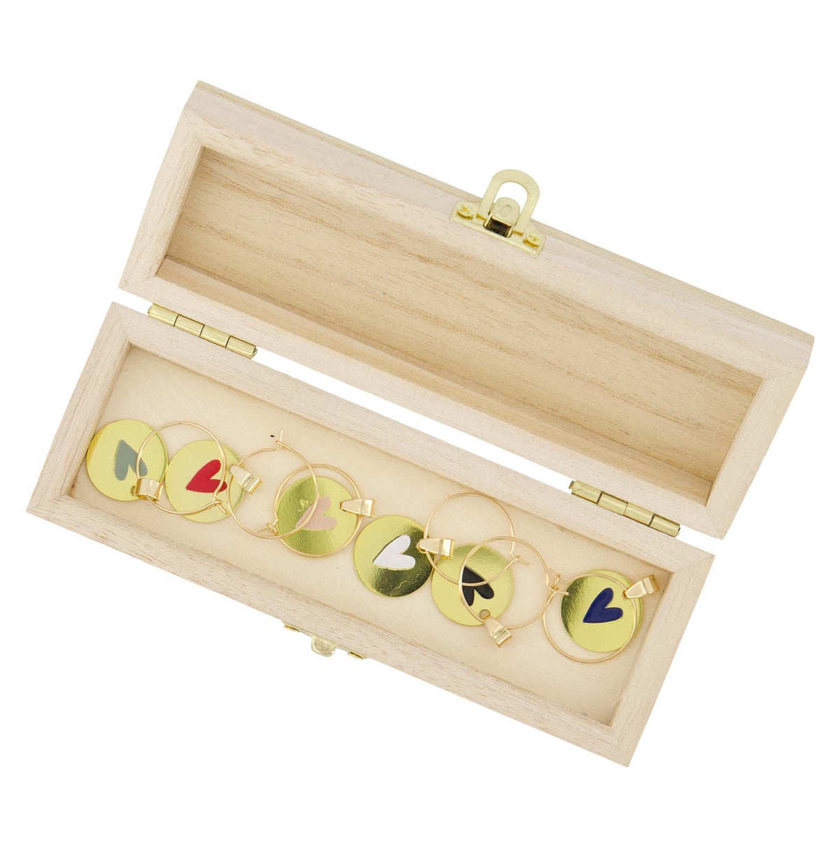 Set van 6 Wijnhangers Hart Goudkleurig