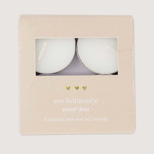 Set van 8 Waxinelichtjes Een Lichtpuntje Voor Jou Zand