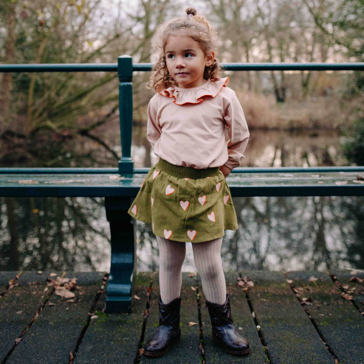 Skirt Ronja Twill Embroidery Hearts