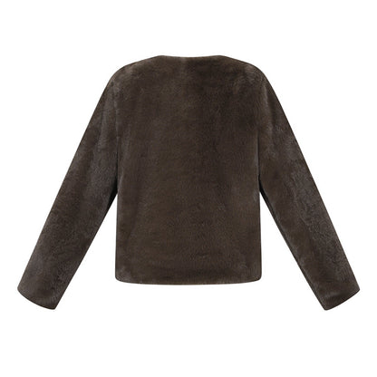 Soft luxe jas Sophie Bruin Maat: S/36