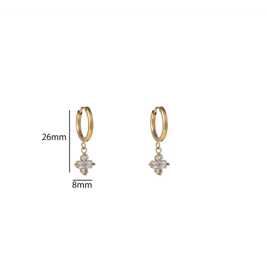Sparkly Clover Hoop E56119-1