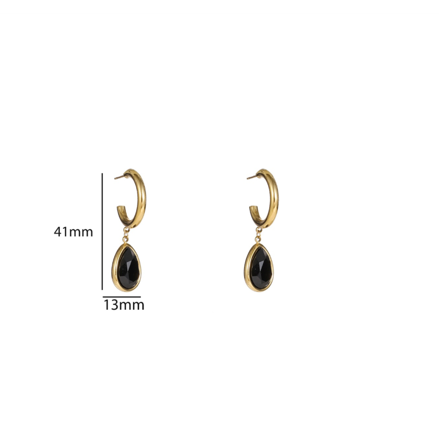 Stone Hoop Black E56384-2