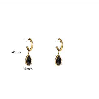 Stone Hoop Black E56384-2
